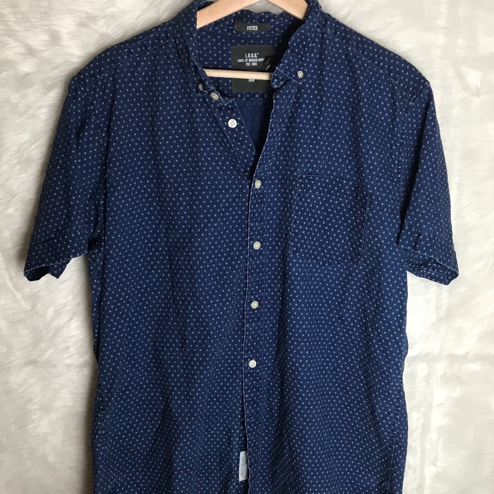 L.O.G.G H&M Large Short Sleeve Button Down Top